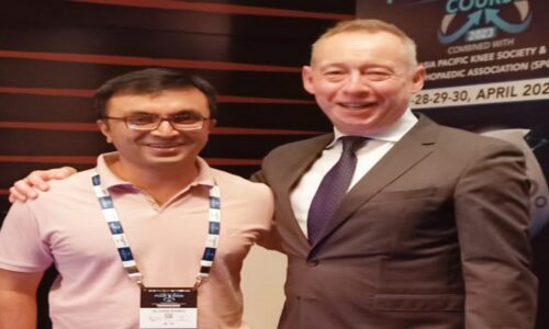 with Andy Williams from London ,UK who is primary knee surgeon of UK's professional sports team... during 11th Pune Knee course -May.,2023